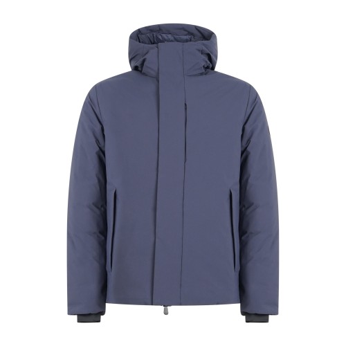Save The Duck - Giubbotto con cappuccio blu Obione in tessuto tecnico per uomo