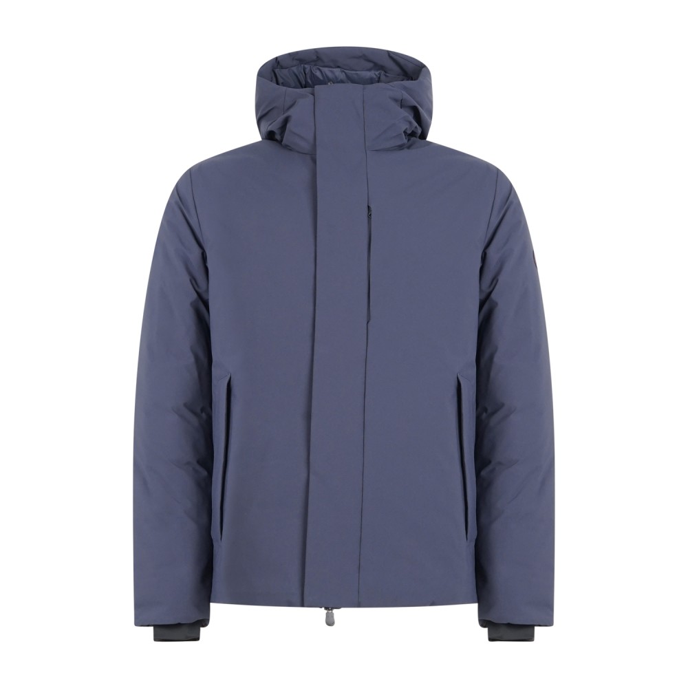 Save The Duck - Giubbotto con cappuccio blu Obione in tessuto tecnico per uomo
