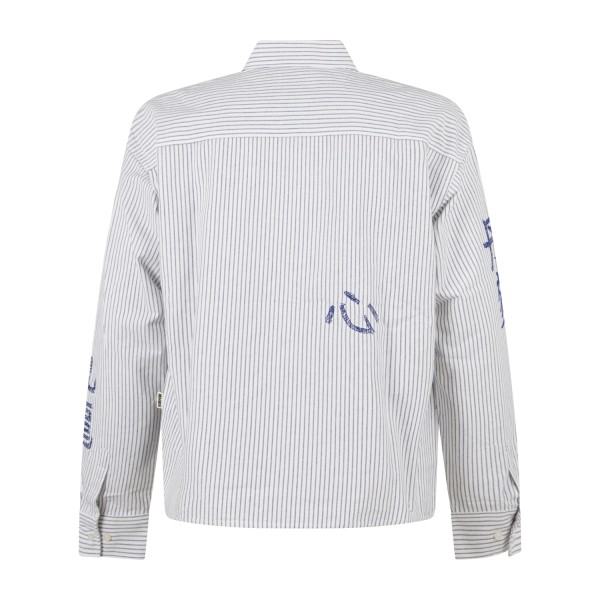 Woodbird - Camicia bianca maniche lunghe a righe con ricami per uomo | 2636-707