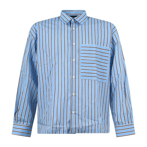 I'm Brian - Camicia celeste a righe con taschino sul petto per uomo | ca3841