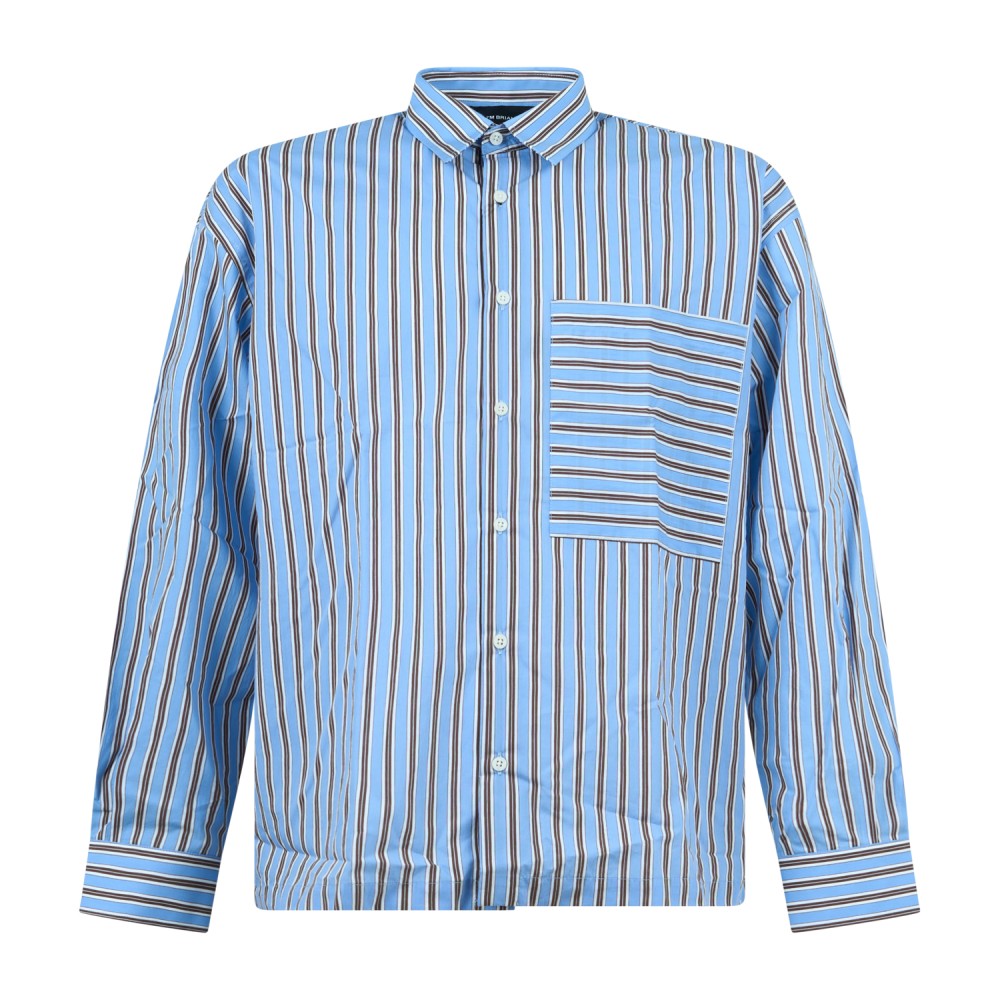 I'm Brian - Camicia celeste a righe con taschino sul petto per uomo | ca3841