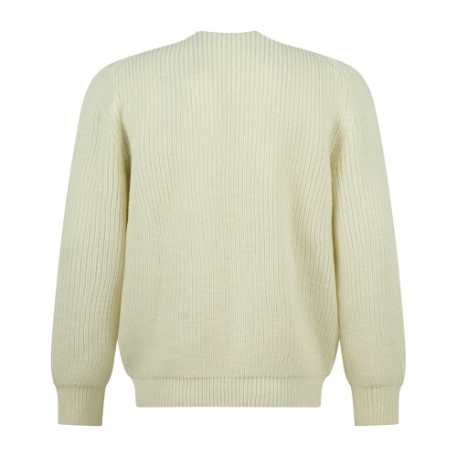 Markup - Cardigan bianco in lana con lavorazione a maglia inglese per uomo | 2