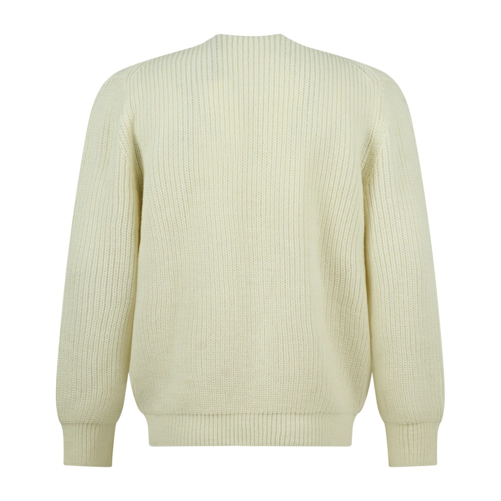Markup - Cardigan bianco in lana con lavorazione a maglia inglese per uomo |