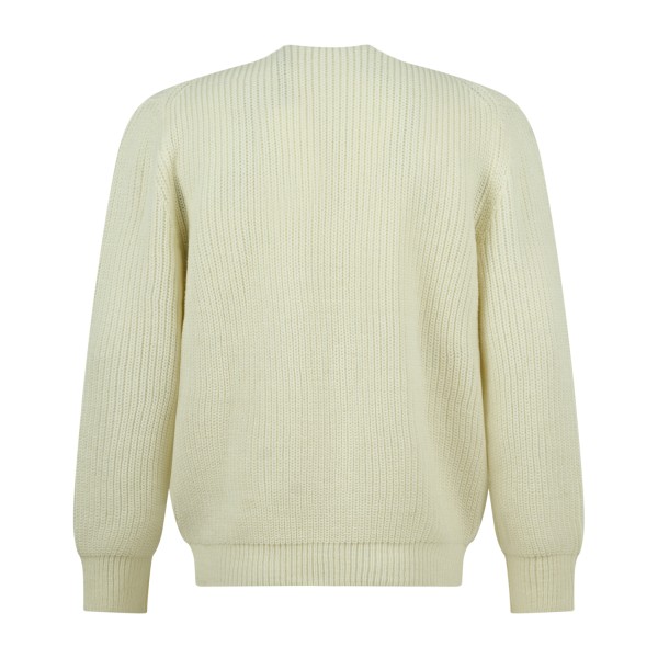 Markup - Cardigan bianco in lana con lavorazione a maglia inglese per uomo |