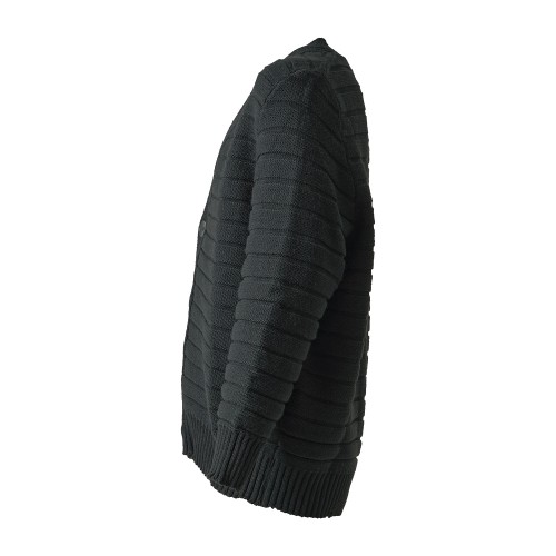 I'm Brian - Cardigan nero con lavorazioni a righe e rotture per uomo | ma3803 2
