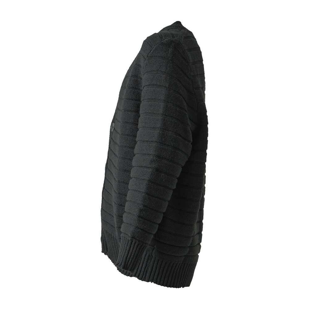 I'm Brian - Cardigan nero con lavorazioni a righe e rotture per uomo | ma3803
