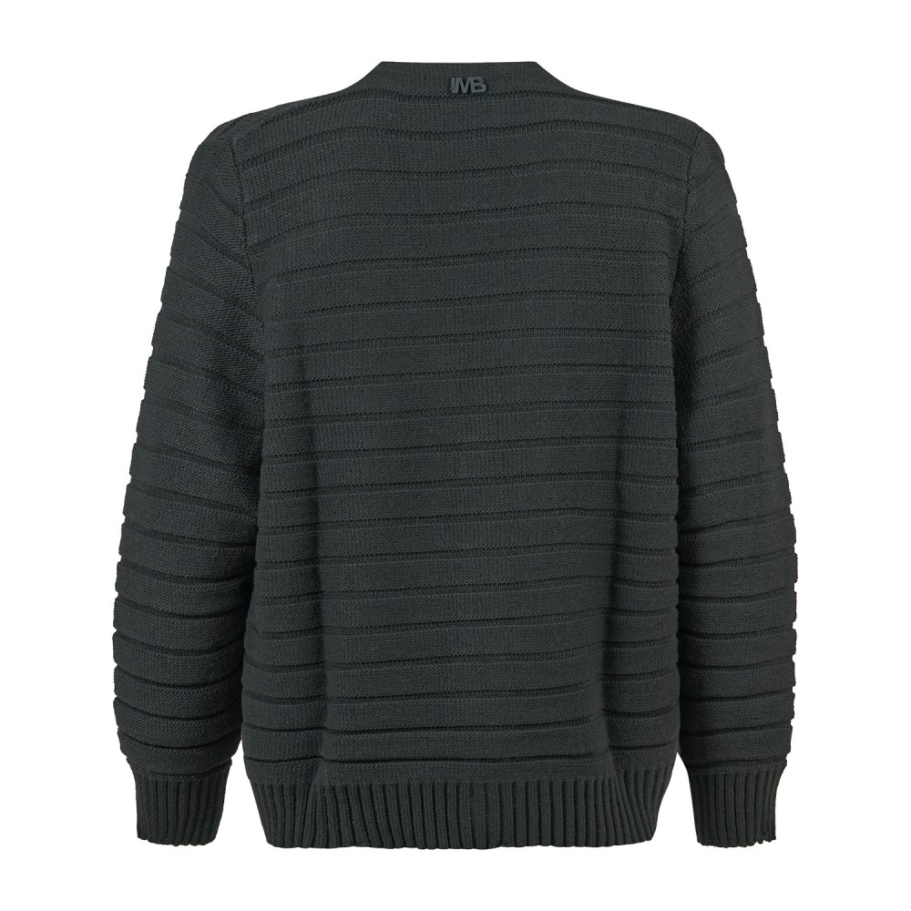 I'm Brian - Cardigan nero con lavorazioni a righe e rotture per uomo | ma3803