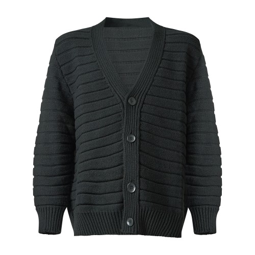 I'm Brian - Cardigan nero con lavorazioni a righe e rotture per uomo | ma3803