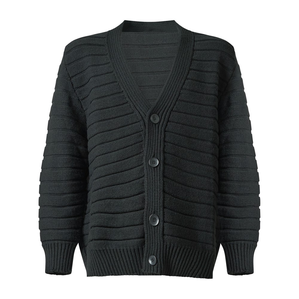 I'm Brian - Cardigan nero con lavorazioni a righe e rotture per uomo | ma3803