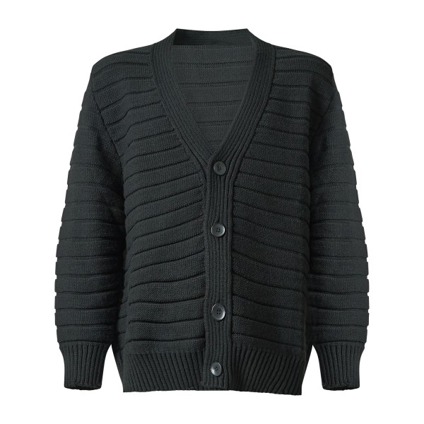 I'm Brian - Cardigan nero con lavorazioni a righe e rotture per uomo | ma3803
