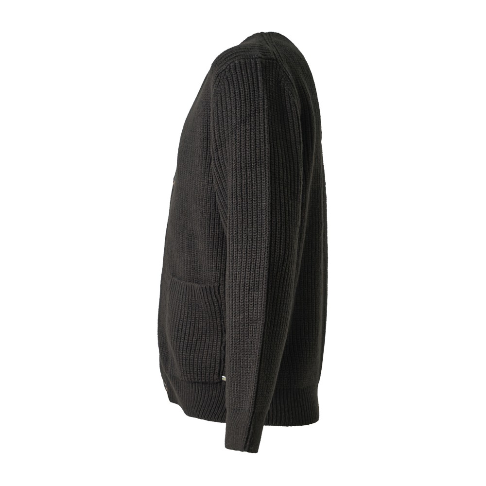 Markup - Cardigan nero in lana con lavorazione a maglia inglese per uomo |