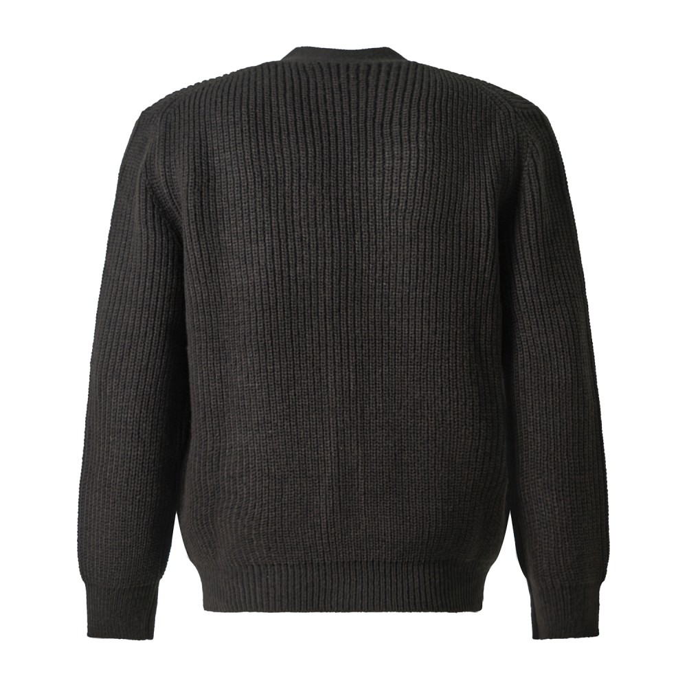 Markup - Cardigan nero in lana con lavorazione a maglia inglese per uomo |