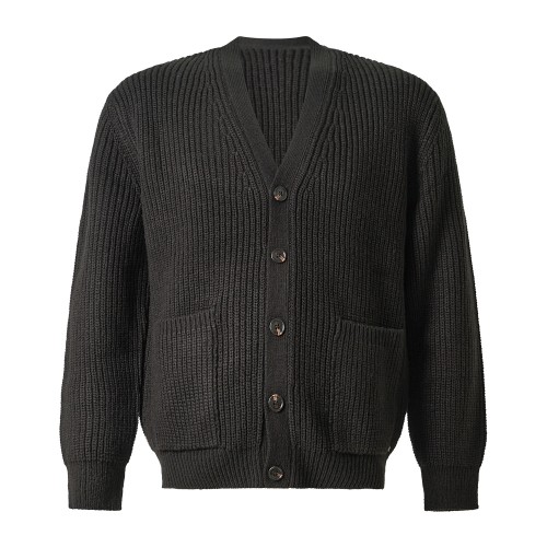 Markup - Cardigan nero in lana con lavorazione a maglia inglese per uomo |