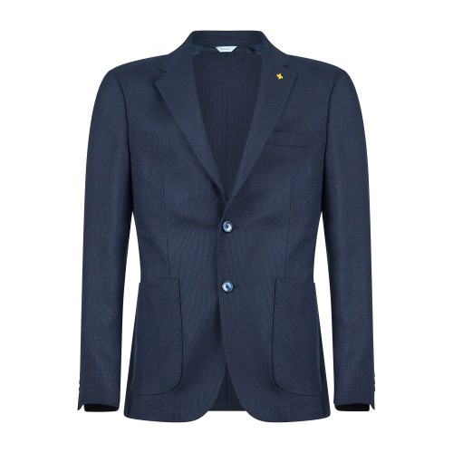 Alessandro Gilles - Giacca blu monopetto in lana tessuto Angelico per uomo |