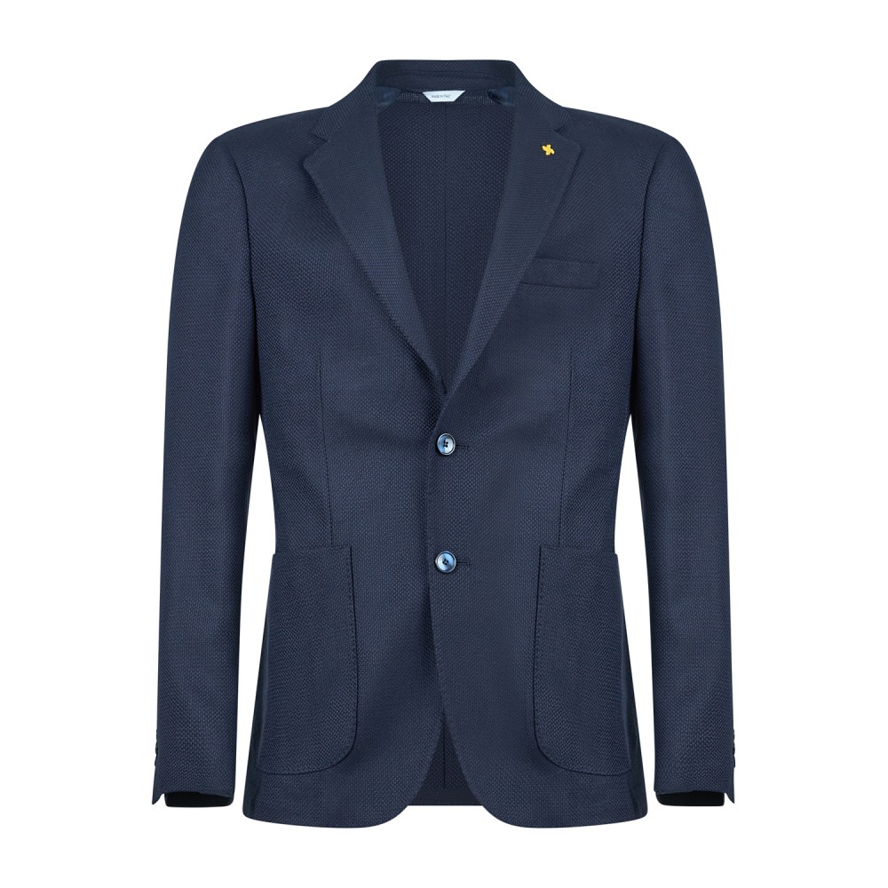 Alessandro Gilles - Giacca blu monopetto in lana tessuto Angelico per uomo |