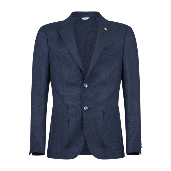 Alessandro Gilles - Giacca blu monopetto in lana tessuto Angelico per uomo |