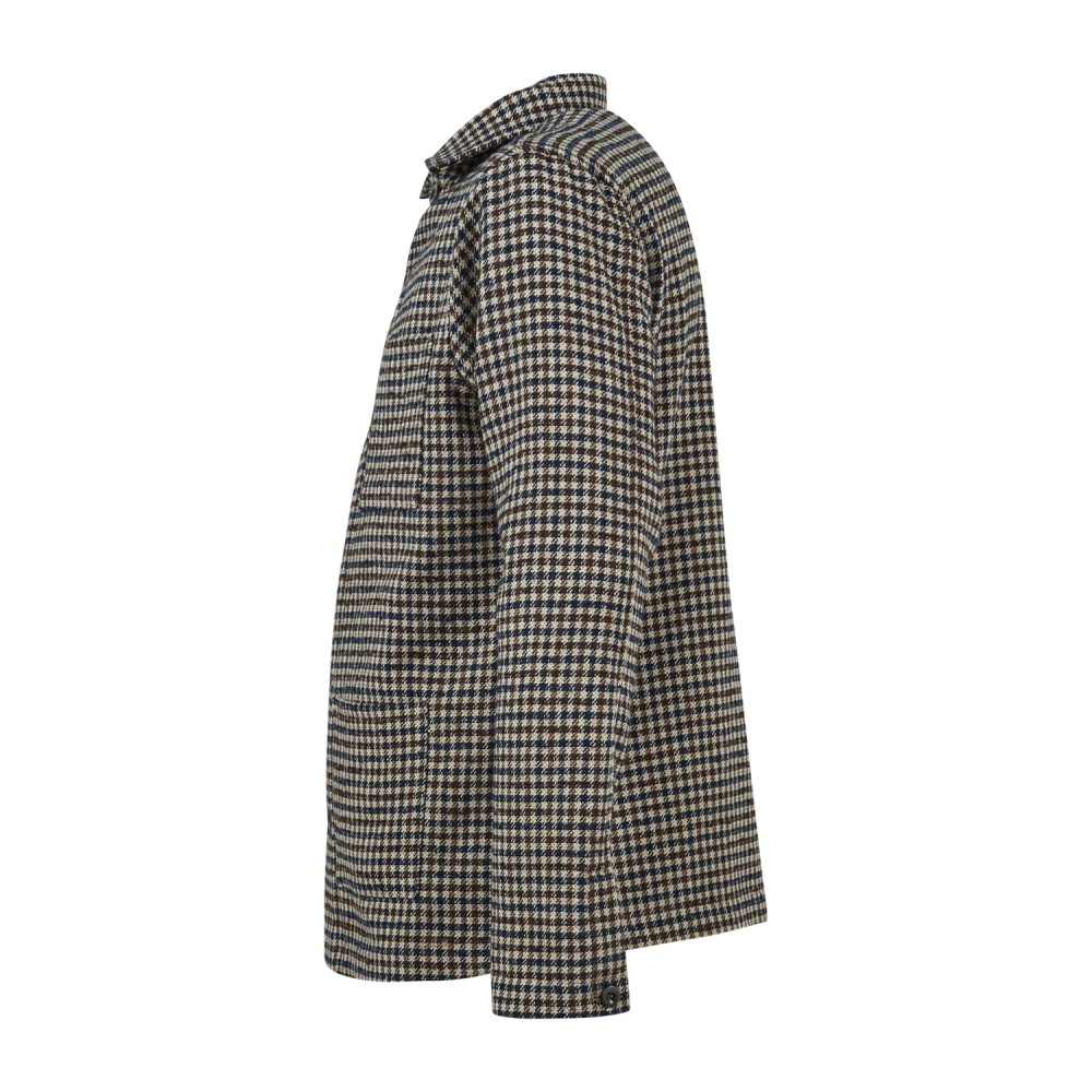 Barbati - Giacca overshirt multicolore pied de poule e taschino sul petto per