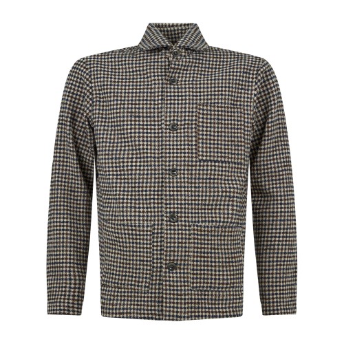 Barbati - Giacca overshirt multicolore pied de poule e taschino sul petto per