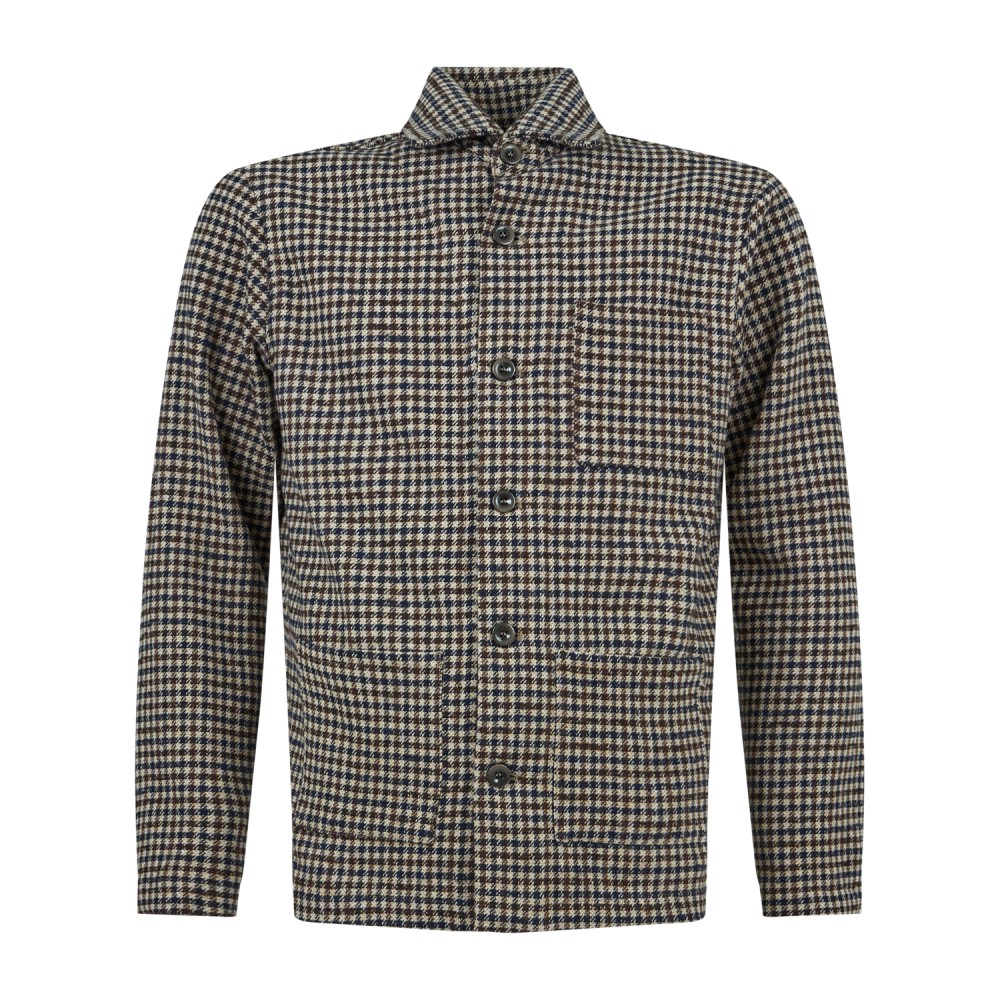 Barbati - Giacca overshirt multicolore pied de poule e taschino sul petto per