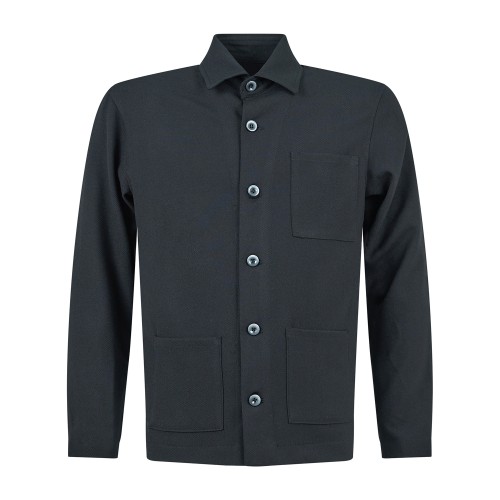 Barbati - Giacca overshirt nera tono su tono e taschino sul petto per uomo |