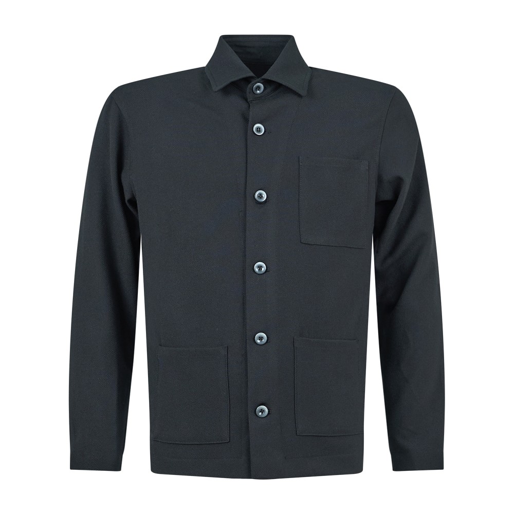 Barbati - Giacca overshirt nera tono su tono e taschino sul petto per uomo |
