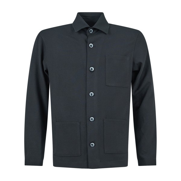 Barbati - Giacca overshirt nera tono su tono e taschino sul petto per uomo |