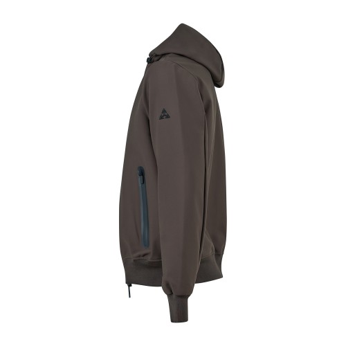 HèSKIMO - Giubbotto marrone in tessuto softshell con cappuccio per uomo | 2