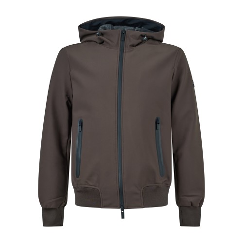 HèSKIMO - Giubbotto marrone in tessuto softshell con cappuccio per uomo |