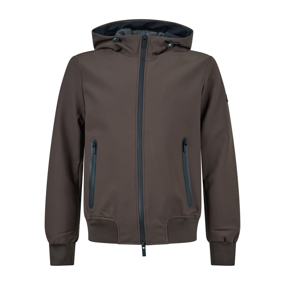 HèSKIMO - Giubbotto marrone in tessuto softshell con cappuccio per uomo |
