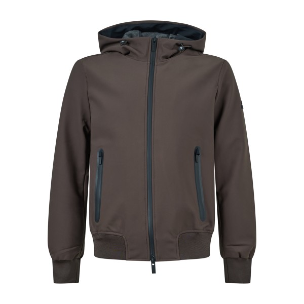 HèSKIMO - Giubbotto marrone in tessuto softshell con cappuccio per uomo |