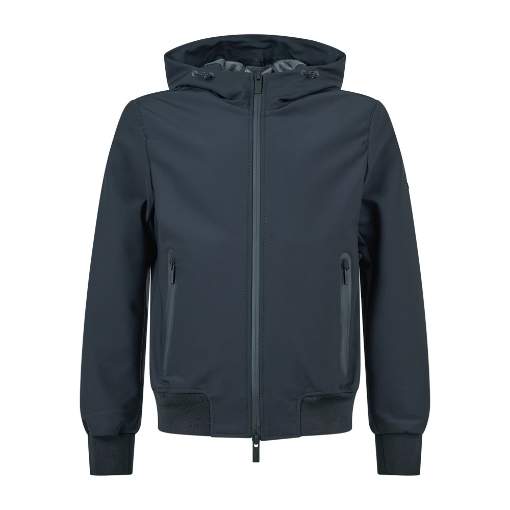 HèSKIMO - Giubbotto nero in tessuto softshell con cappuccio per uomo |