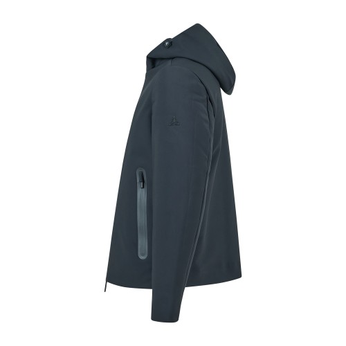 HèSKIMO - Giubbotto nero in tessuto softshell con cappuccio per uomo | 2