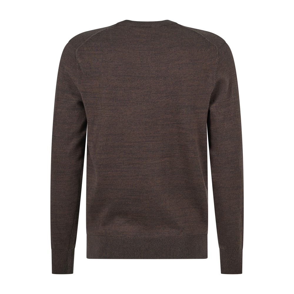 Timberland - Maglioncino girocollo marrone in cotone logo ricamato regular fit