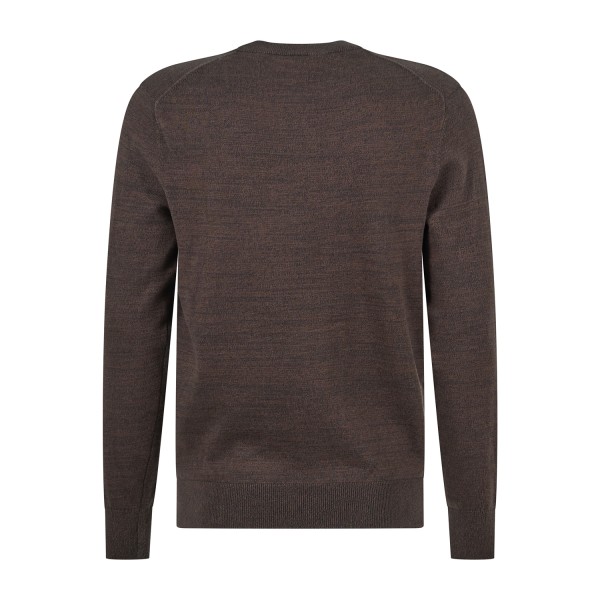 Timberland - Maglioncino girocollo marrone in cotone logo ricamato regular fit