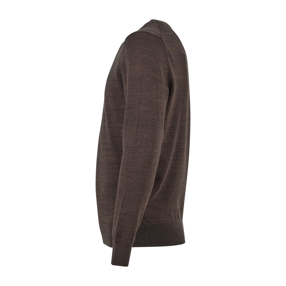 Timberland - Maglioncino girocollo marrone in cotone logo ricamato regular fit