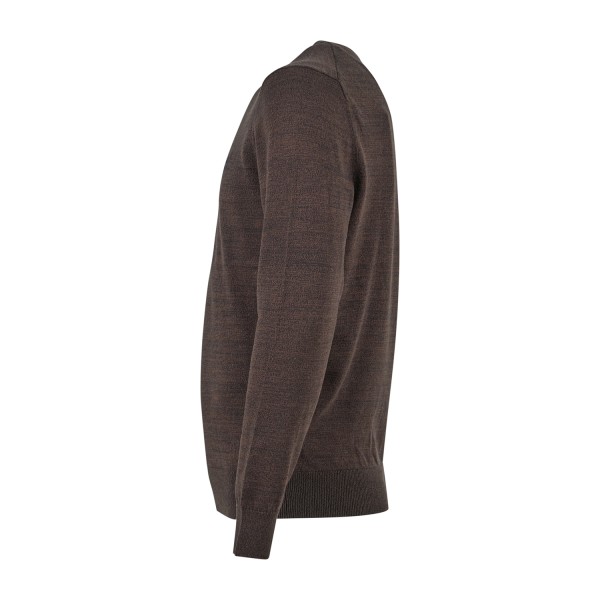 Timberland - Maglioncino girocollo marrone in cotone logo ricamato regular fit