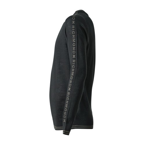 Richmond X - Maglione girocollo Japor nero in lana merino con logo sulle 2