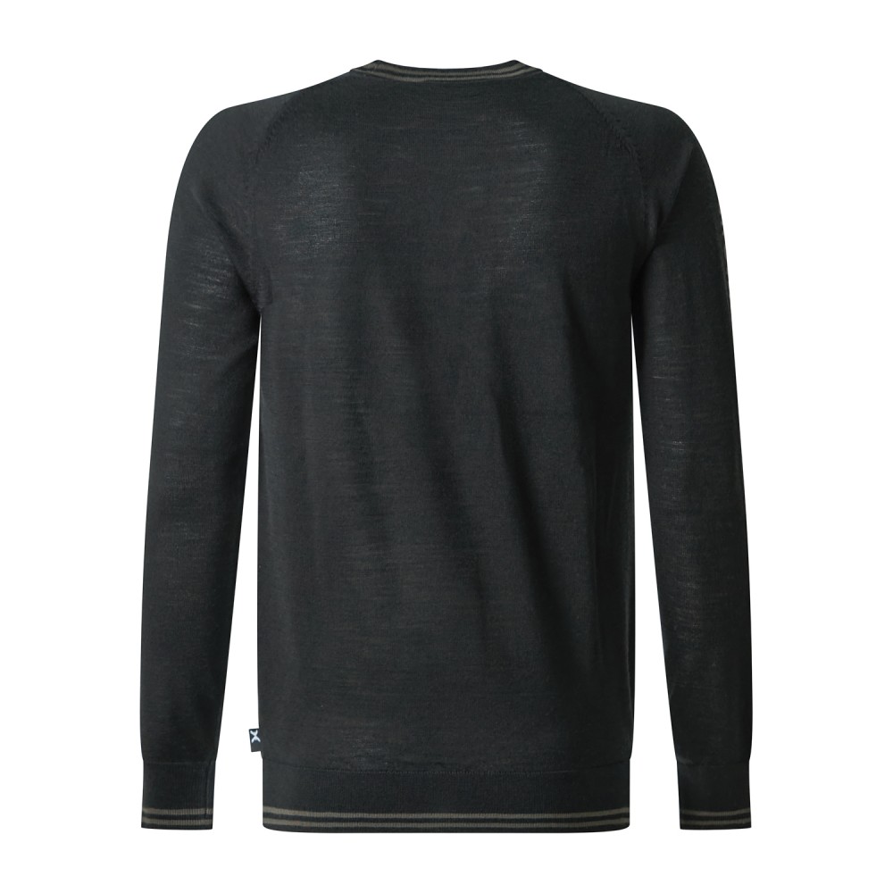 Richmond X - Maglione girocollo Japor nero in lana merino con logo sulle