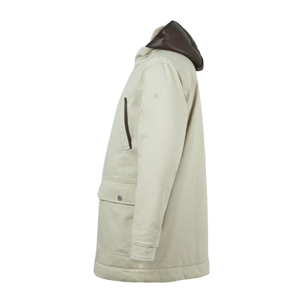 HèSKIMO - Parka con cappuccio beige con pettorina staccabile ed estraibile per