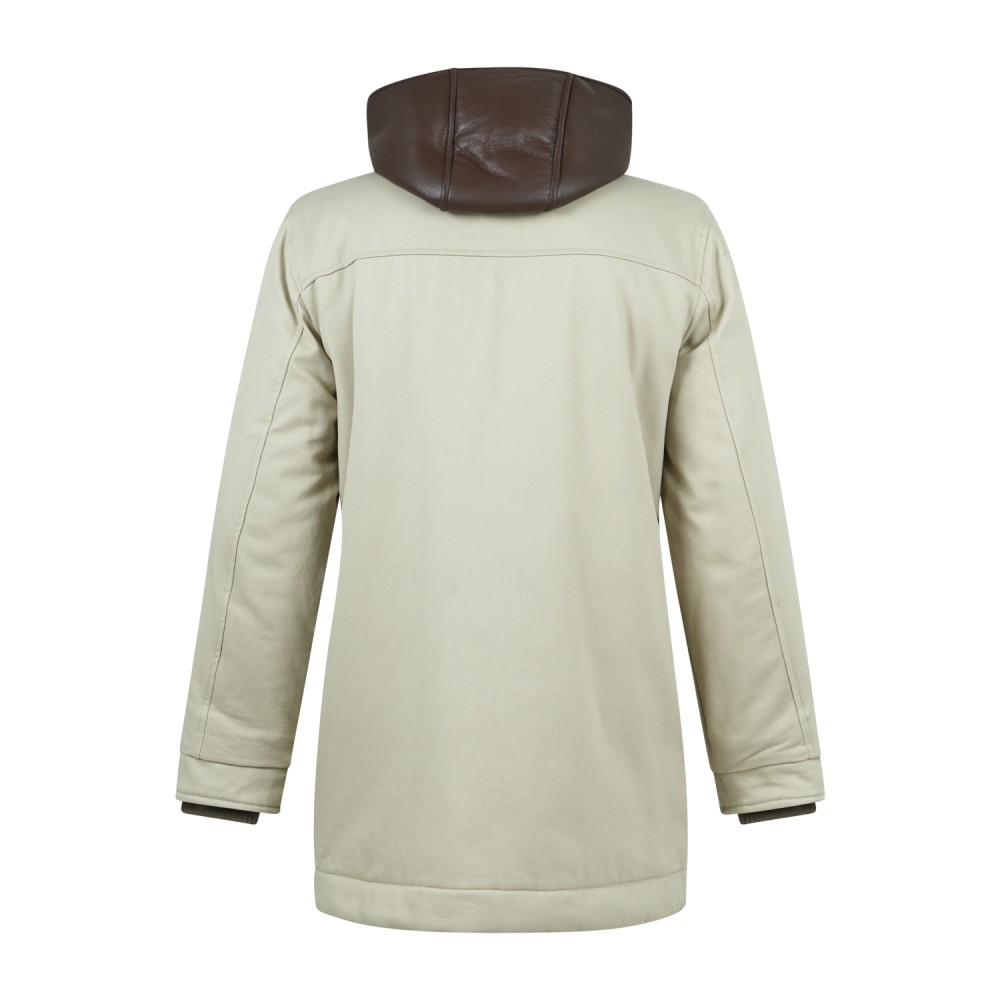 HèSKIMO - Parka con cappuccio beige con pettorina staccabile ed estraibile per