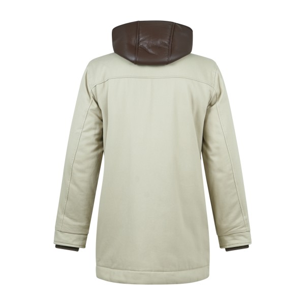 HèSKIMO - Parka con cappuccio beige con pettorina staccabile ed estraibile per