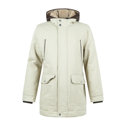 HèSKIMO - Parka con cappuccio beige con pettorina staccabile ed estraibile per