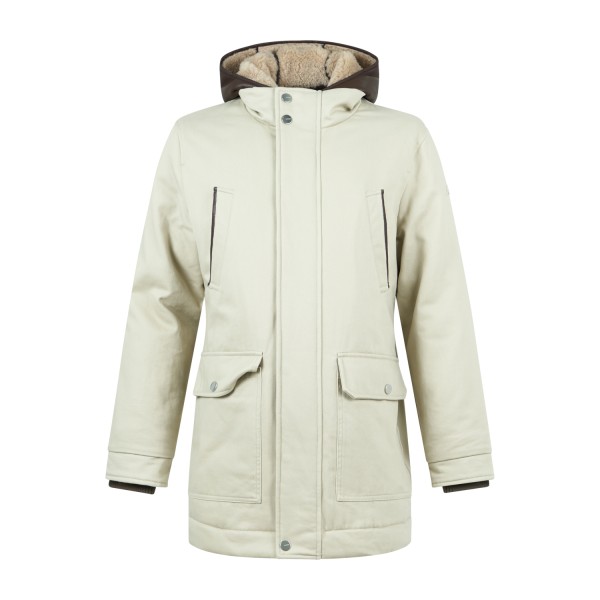 HèSKIMO - Parka con cappuccio beige con pettorina staccabile ed estraibile per