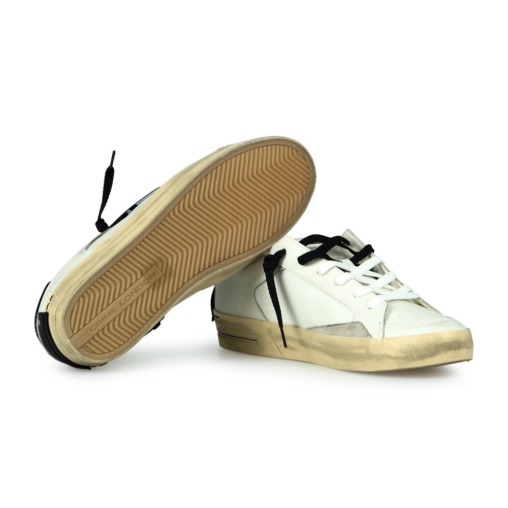 Crime London - Sneakers Skate bianca in pelle con dettagli in suede per uomo |