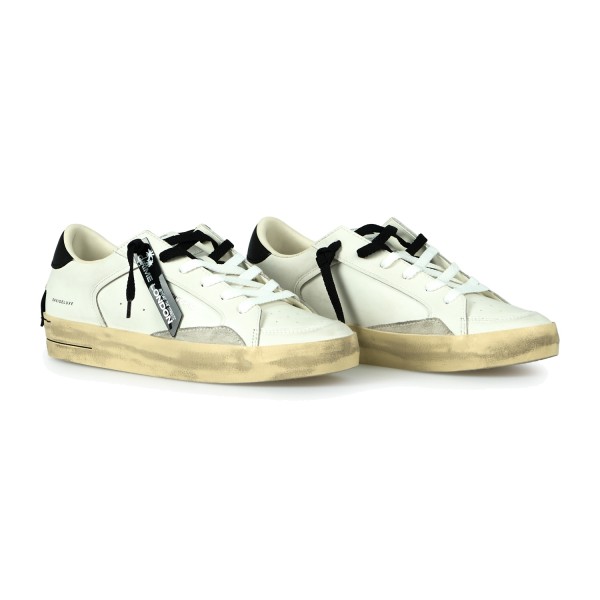 Crime London - Sneakers Skate bianca in pelle con dettagli in suede per uomo |