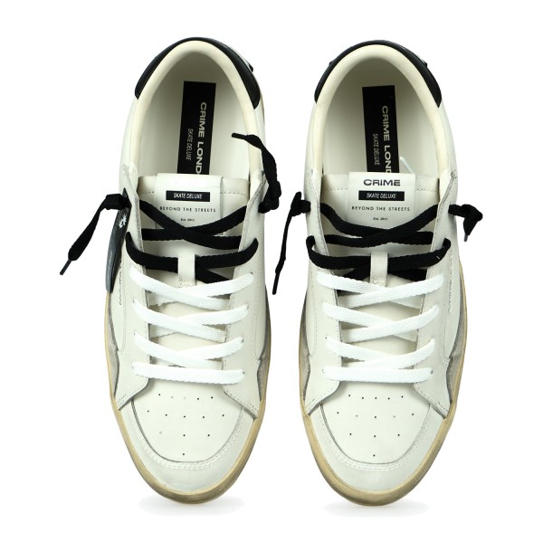 Crime London - Sneakers Skate bianca in pelle con dettagli in suede per uomo |
