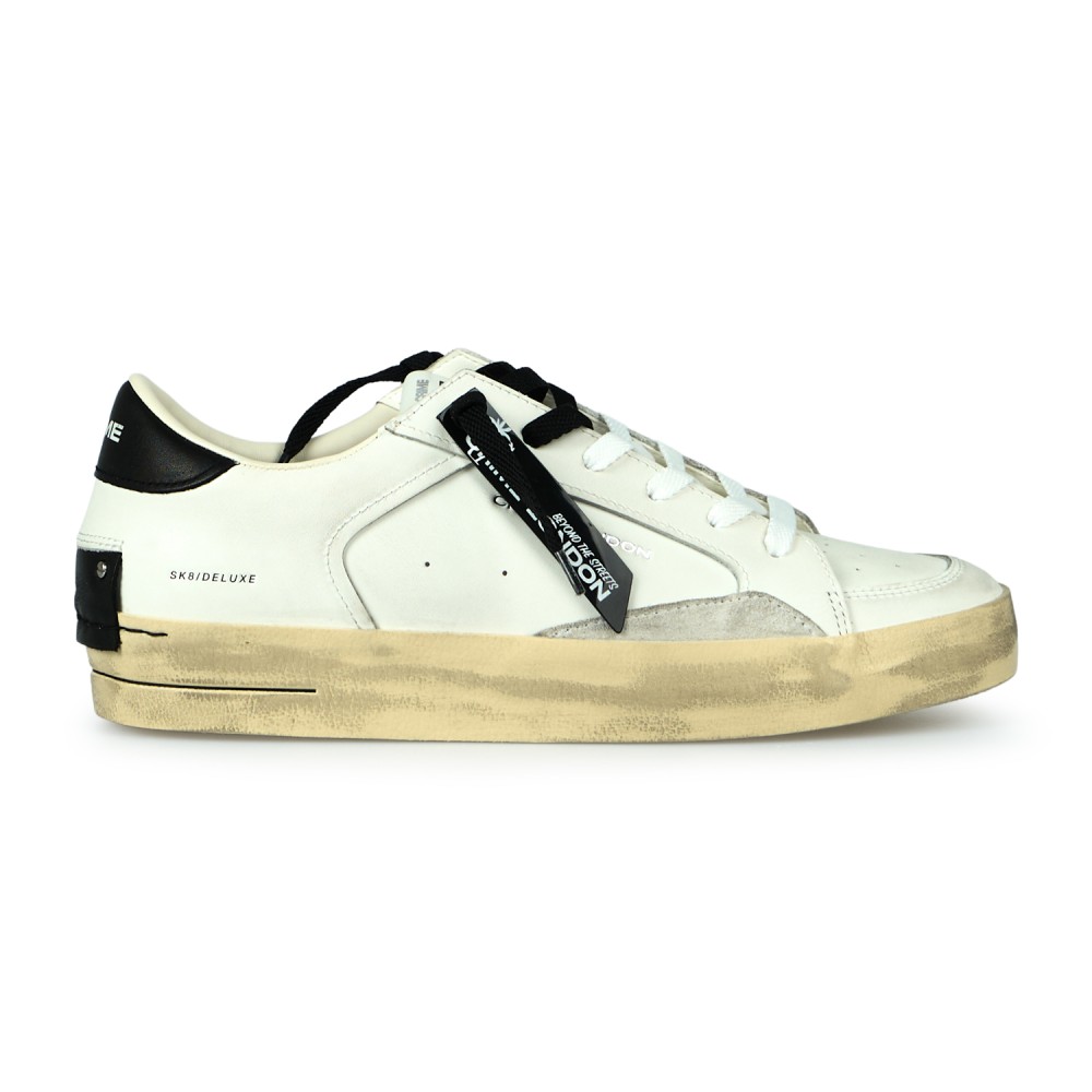 Crime London - Sneakers Skate bianca in pelle con dettagli in suede per uomo |