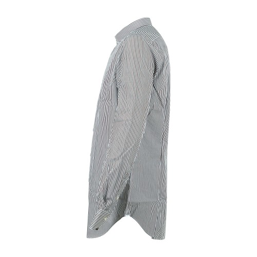 Xacus - Camicia bianca a righe marroni in cotone tailor fit per uomo | 558ml 2