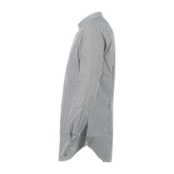 Xacus - Camicia bianca a righe marroni in cotone tailor fit per uomo | 558ml