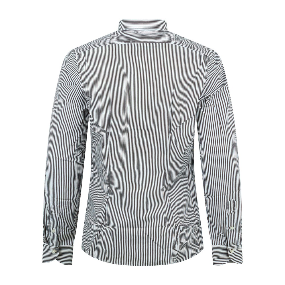 Xacus - Camicia bianca a righe marroni in cotone tailor fit per uomo | 558ml